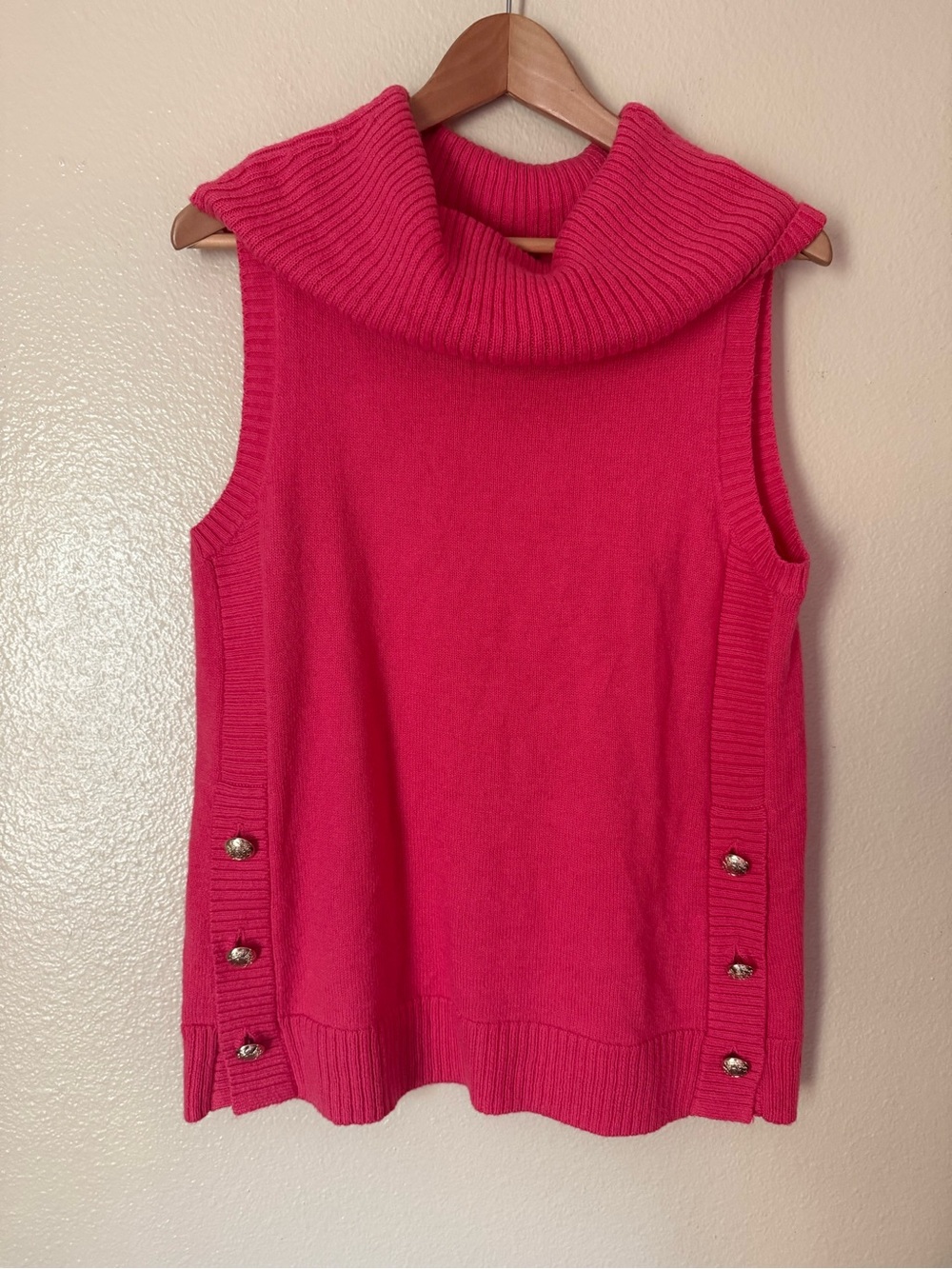 Talbots Hot Pink Sleeveless Cowl Neck Sweater Vest